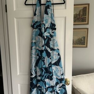 Reiss Navy and Light Blue Floral Maxi Dress